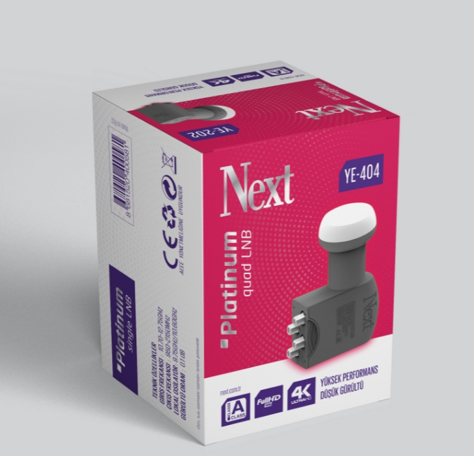 Next YE-404 Platinum Quad LNB 0.1dB Full HD 4K DÖRT ÇIKIŞLI