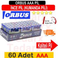 Pi̇l Aaa İnce Kalem Pi̇l 1 Paket (60 Adet) Kumanda Pi̇li̇ Orbus Çeli̇k Pi̇l