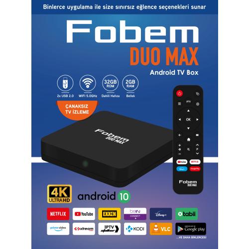 FOBEM Duo Max 4k Android Tv Box Medya Oynatıcı - Android 10 Wi-fi 2 Gb Ram 32 Gb Hafıza