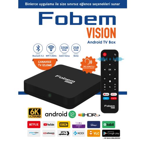 FOBEM Vision 6K Android TV Box Medya Oynatıcı - Sesli Komut Bluetooth Wi-Fi 2 GB Ram 32 GB Hafıza